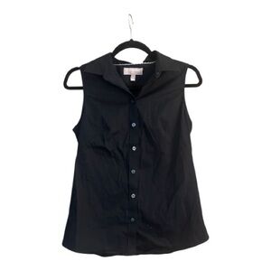 Banana Republic Black Sleeveless Button Down Blouse Collared Career Tank Top